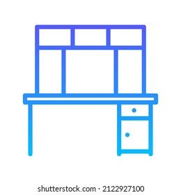 Table with Shelves Line Gradient Icon Design