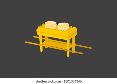 Table of Showbread. Old Testament sanctuary furniture religious imagery vector illustration, book of Exodus. This is where Bread of the Presence was placed.