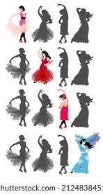 A table showing the change of alters in the multiple personality. One brightly manifested subpersonality and three shadows. Vector illustration.