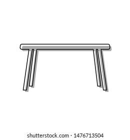 Table sign. Black line icon with gray shifted flat filled icon on white background. Illustration.