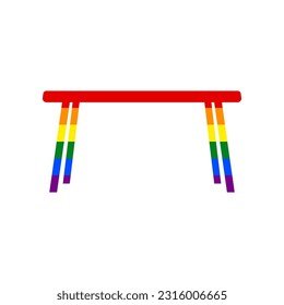 Table sign. Rainbow gay LGBT rights colored Icon at white Background. Illustration.