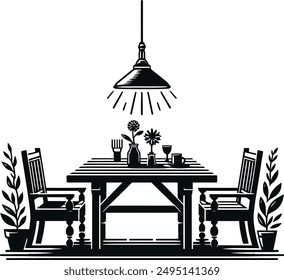 Table silhouette vector illustration art