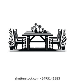 Tischsilhouette Vektorillustration Art