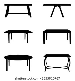 Table silhouette vector set design 