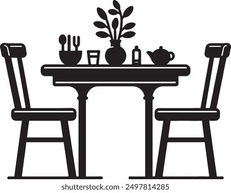 table silhouette vector style on white background 