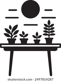 table silhouette vector style on white background 