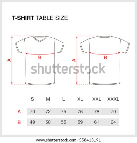 size t vector shirt Size Sleeve Stock Mens Short (Royalty Table Vector Tshirt