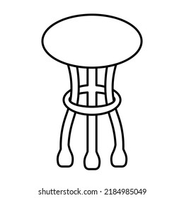 Table. Sketch. Interior element. Vector illustration. Country table on three legs. Curbstone with a round table-top. Outline on isolated background. Furniture for home and office. 