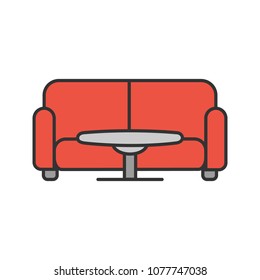 Table and sofa color icon. Waiting hall. Isolated vector illustration