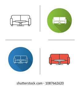 Table   sofa icon  Waiting hall  Flat design  linear   color styles  Isolated vector illustrations