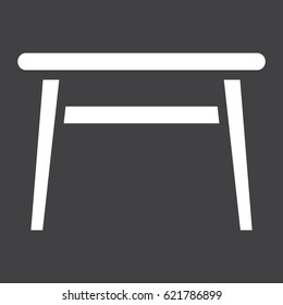 Table solid icon, Furniture and interior element, vector graphics, a filled pattern on a black background, eps 10.