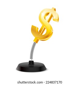 Table souvenir in form of glossy dollar sign on spring