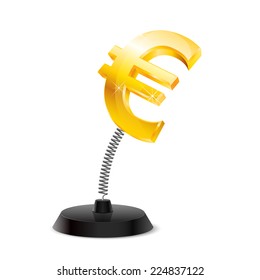 Table souvenir in form of glossy euro sign on spring