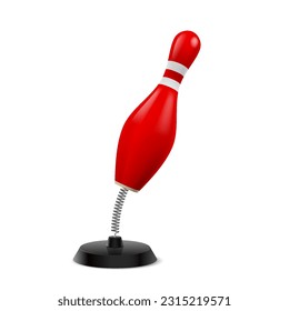 Table souvenir in form of red bowling pin on spring