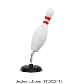 Table souvenir in form of white bowling pin on spring