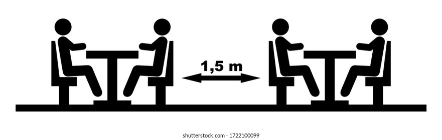 table spacings in public dining rooms, vector icon, black silhouette