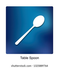 Table Spoon on Blue Background