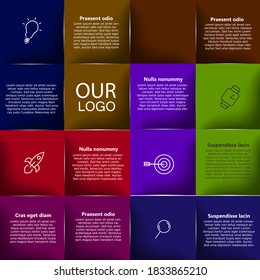 Table with square icons and with infographic content - vector