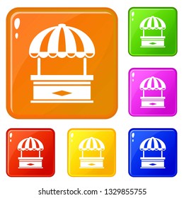 Table stall icons set collection vector 6 color isolated on white background