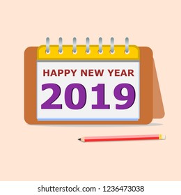 table stand calendar 2019 icon on background.
