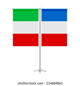 table stand with flags of italy and france. symbolizing the cooperation between the two countries. vector table flags