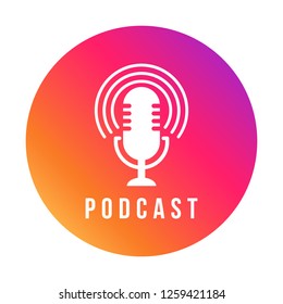 Table studio microphone icon. Broadcast sign. Podcast emblem design. Vector Radio mic illustration