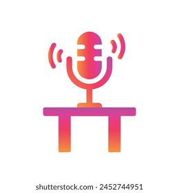 Table studio microphone icon. Broadcast sign. Podcast emblem design
