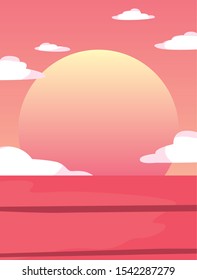 table sunset sky summer time vacations design vector illustration