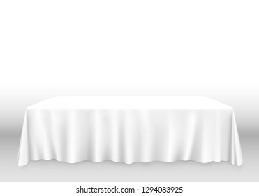 Table With Tablecloth Art Banner. Vector Illustration