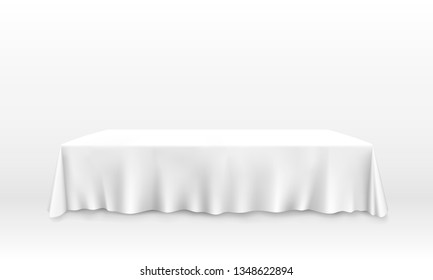 Table with tablecloth art banner. Vector illustration