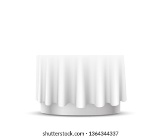 Table with tablecloth art banner. Vector illustration