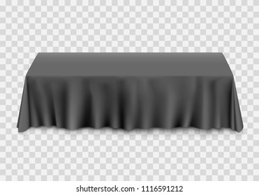 Table with tablecloth black on a transparent background. Vector illustration