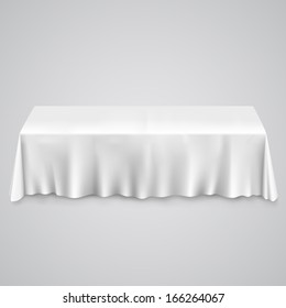 Table with tablecloth on a white background, template design element, Vector illustration