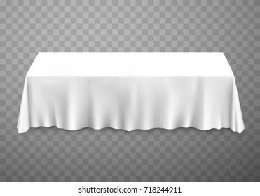 Table with tablecloth white on a transparent background. Vector illustration