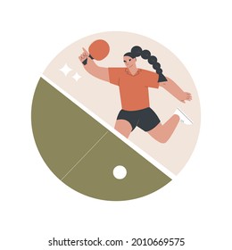 Ilustración del vector conceptual abstracto del tenis de mesa. Deportes en el interior, ping pong, alquiler de equipos de ping pong, diversión al aire libre, club local, jugador profesional, metáfora abstracta de torneos.