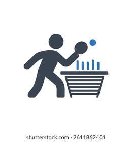 Table Tennis Action Icon On White Background
