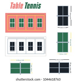 Table Tennis Arena Court Illustration Size