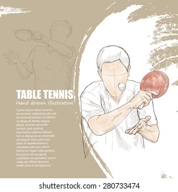 Table Tennis background Design. Hand drawn.