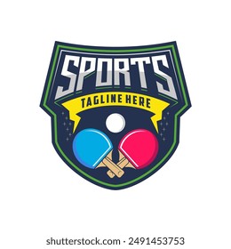 Table tennis badge emblem logo. Sports label vector illustration image description