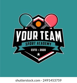 Table tennis badge emblem logo. Sports label vector illustration image description
