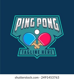 Table tennis badge emblem logo. Sports label vector illustration image description