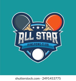 Table tennis badge emblem logo. Sports label vector illustration image description