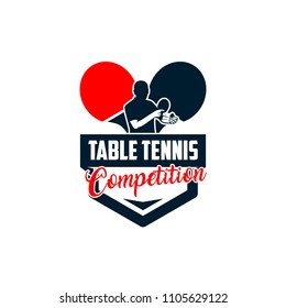 Table Tennis badges emblems logos with simple text designs. Sport labels vector illustration for ping pong club
