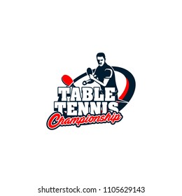 Table Tennis badges emblems logos with simple text designs. Sport labels vector illustration for ping pong club