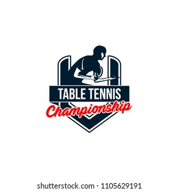 Table Tennis badges emblems logos with simple text designs. Sport labels vector illustration for ping pong club
