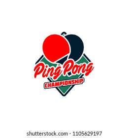 Table Tennis badges emblems logos with simple text designs. Sport labels vector illustration for ping pong club