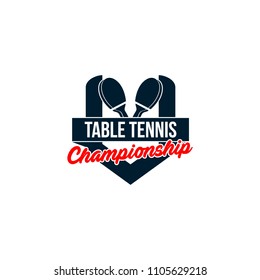 Table Tennis badges emblems logos with simple text designs. Sport labels vector illustration for ping pong club