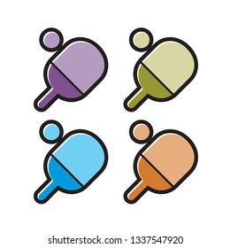 table tennis bat and ball vector icon color variations isolated on white