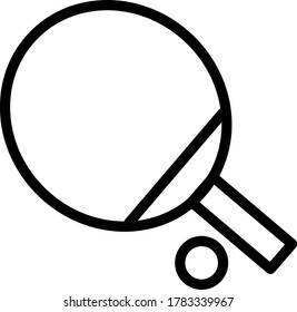 Table tennis bat with ball Vector illustration. Bat outline icon