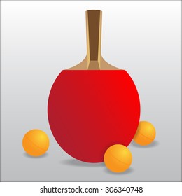 table tennis bat and ball vector illustrations